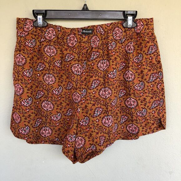 Madewell Pants - Madewell Shorts Women L Brown Pink Boho Print Pull On Beach Resort Coastal Beach